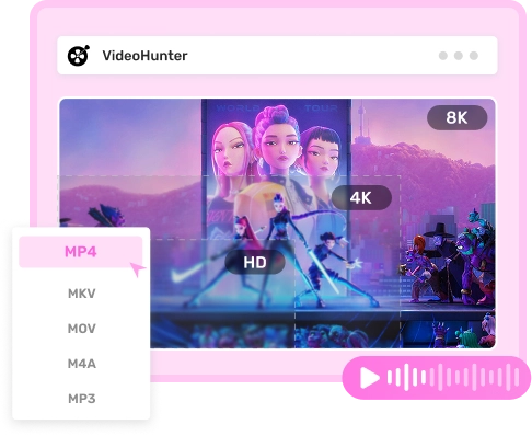 VideoHunter 支援常用影音格式與 8K/4K 高畫質