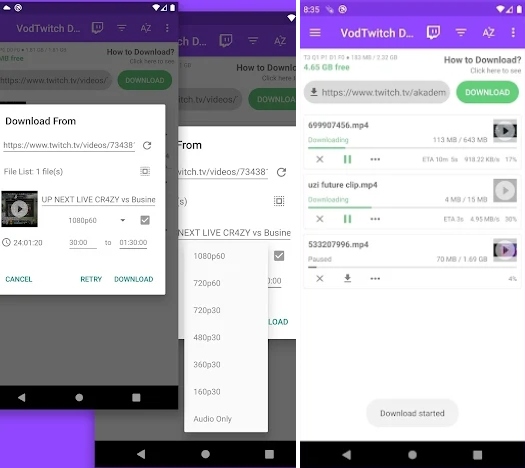 安卓 APP 下載 Twitch 過去實況