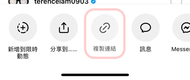 複製 IG 手機影片連結