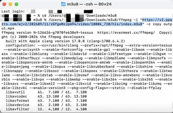 FFmpeg 將 M3U8 轉 MP4