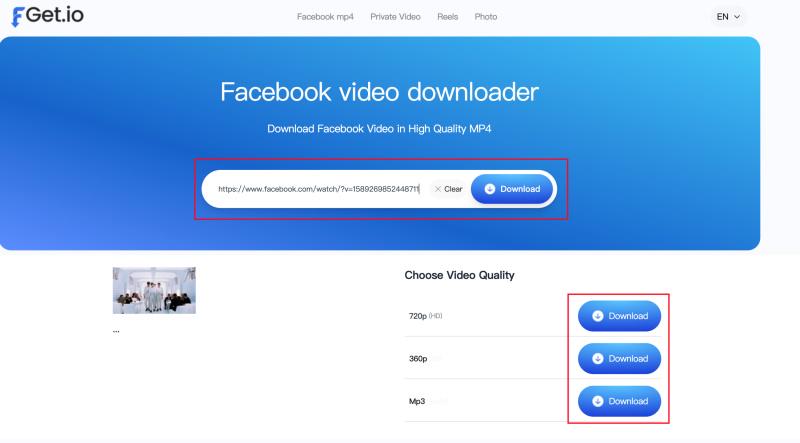 FGet.io FB 影片下載網站