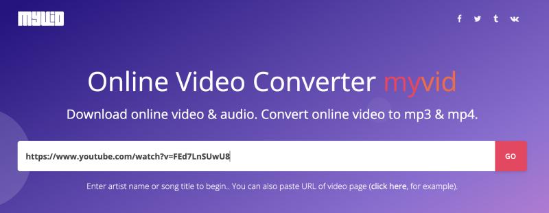 在 Myvid 貼上 YouTube 音樂連結
