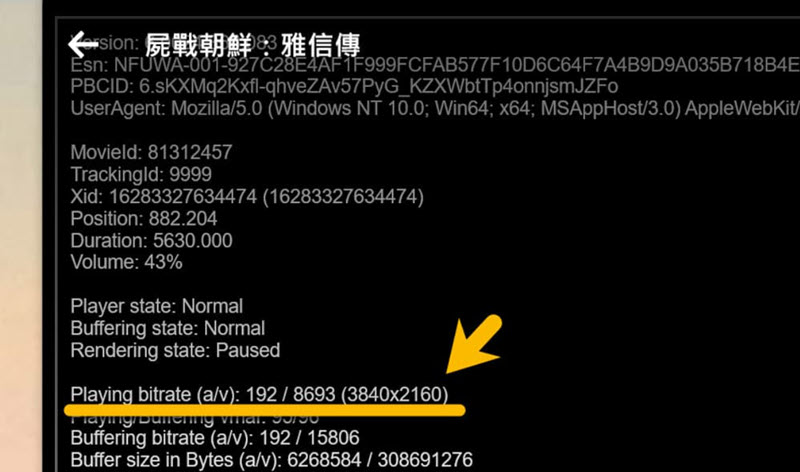 確認電腦版 Netflix 畫質已達 4K