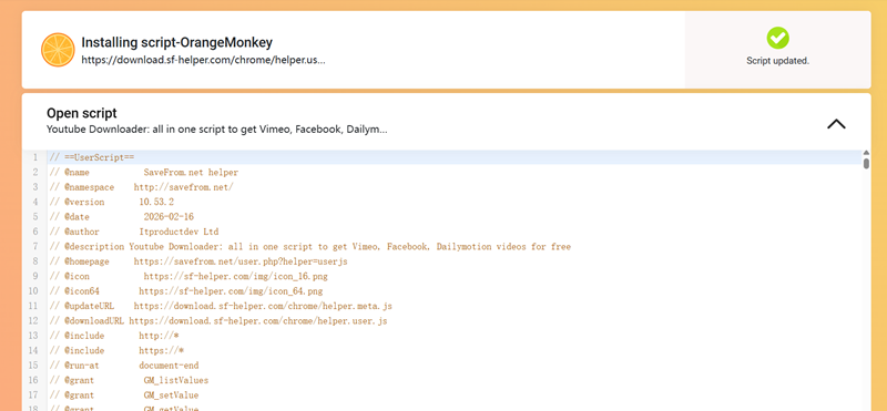 添加 SaveFrom.net Helper 腳本