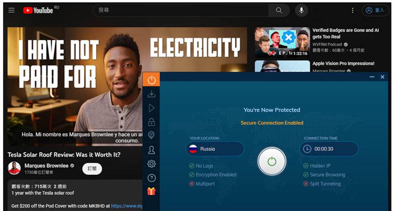 俄羅斯 YouTube 免廣告觀影