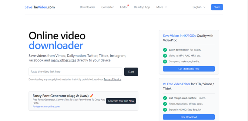 Save The Video 線上影片下載器