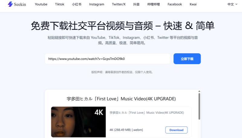 Seekin YT 影片下載 4K