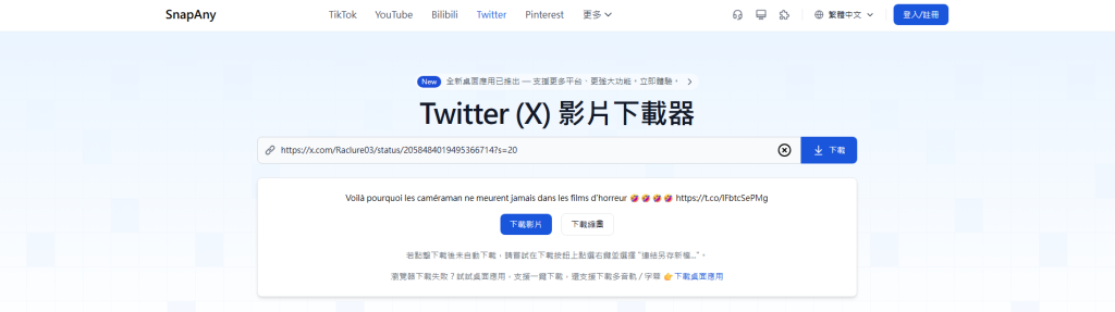 Snapany 線上推特影片下載網站