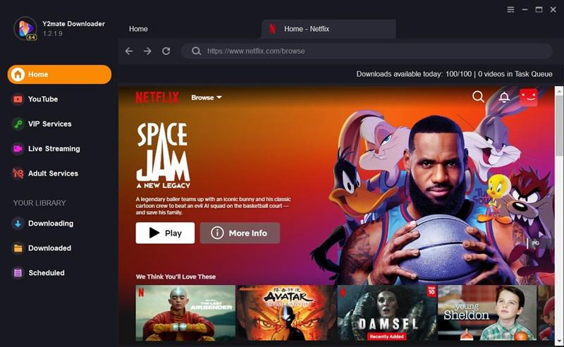 Y2Mate Netflix 下載器介面
